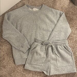 Amazon Gray Women's Sweatshirt and Shorts Set